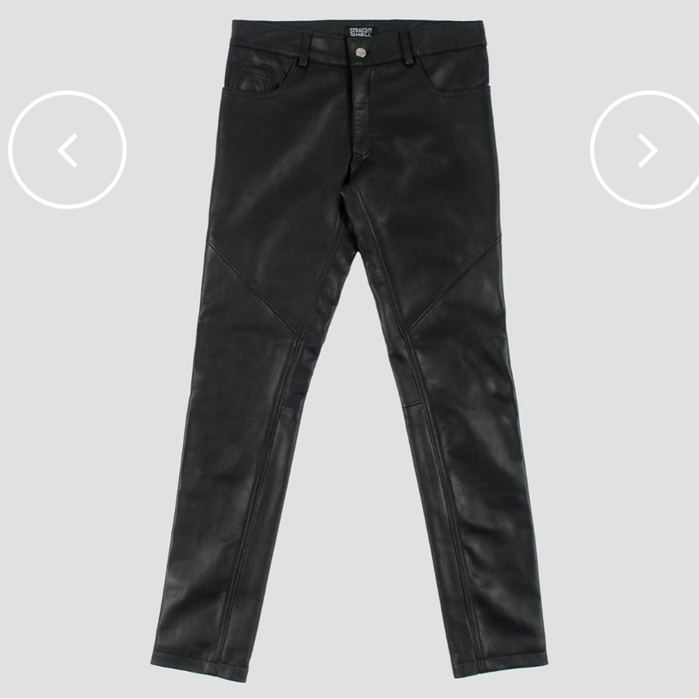 Slim Black Men's Skinny Jeans with Leather-Effect Finish